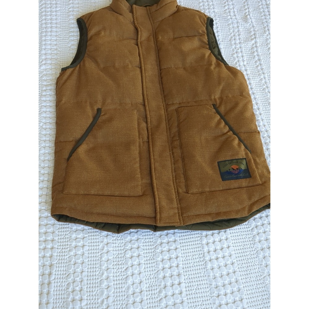Scotch And Soda Wool Puffer Vest Full Zip Brown Sz Medium Mock Neck - Picture 3 of 11